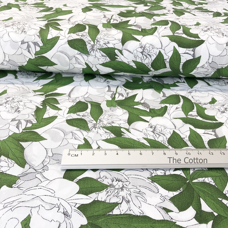 14.256.2. Відрізи бавовни - Сатин - Півонії білі