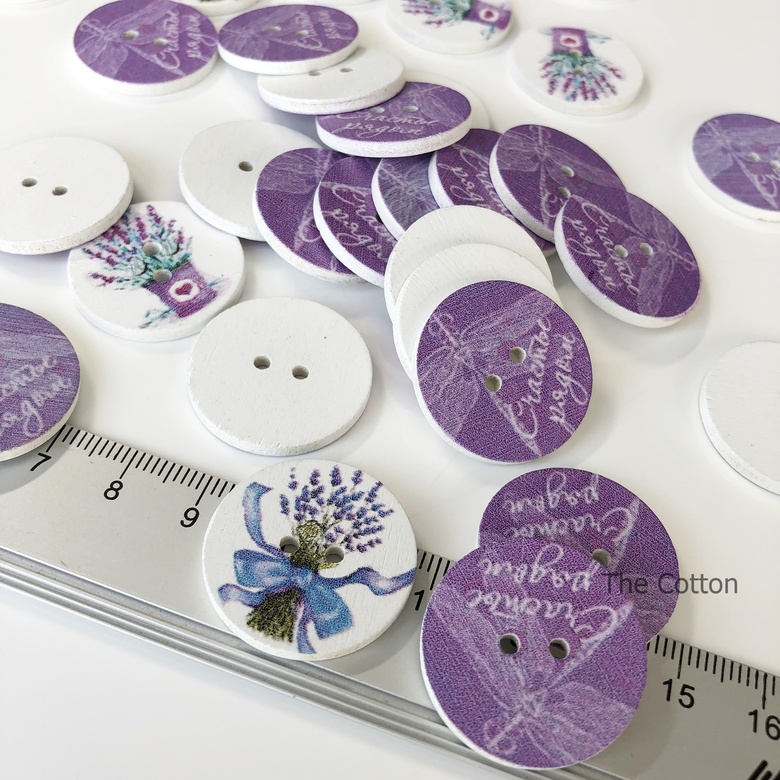 85.7.1. Набір дерев'яних гудзиків, 25 мм, Лаванда - (10 шт.)