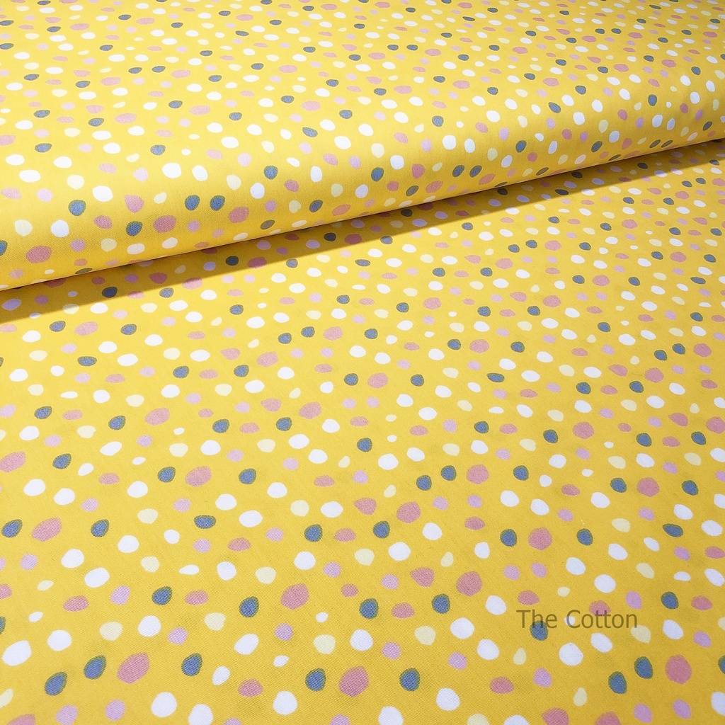 Хлопок Сатин Монпансье на желтом, натуральная ткань для домашнего текстиля, одежды и рукоделия