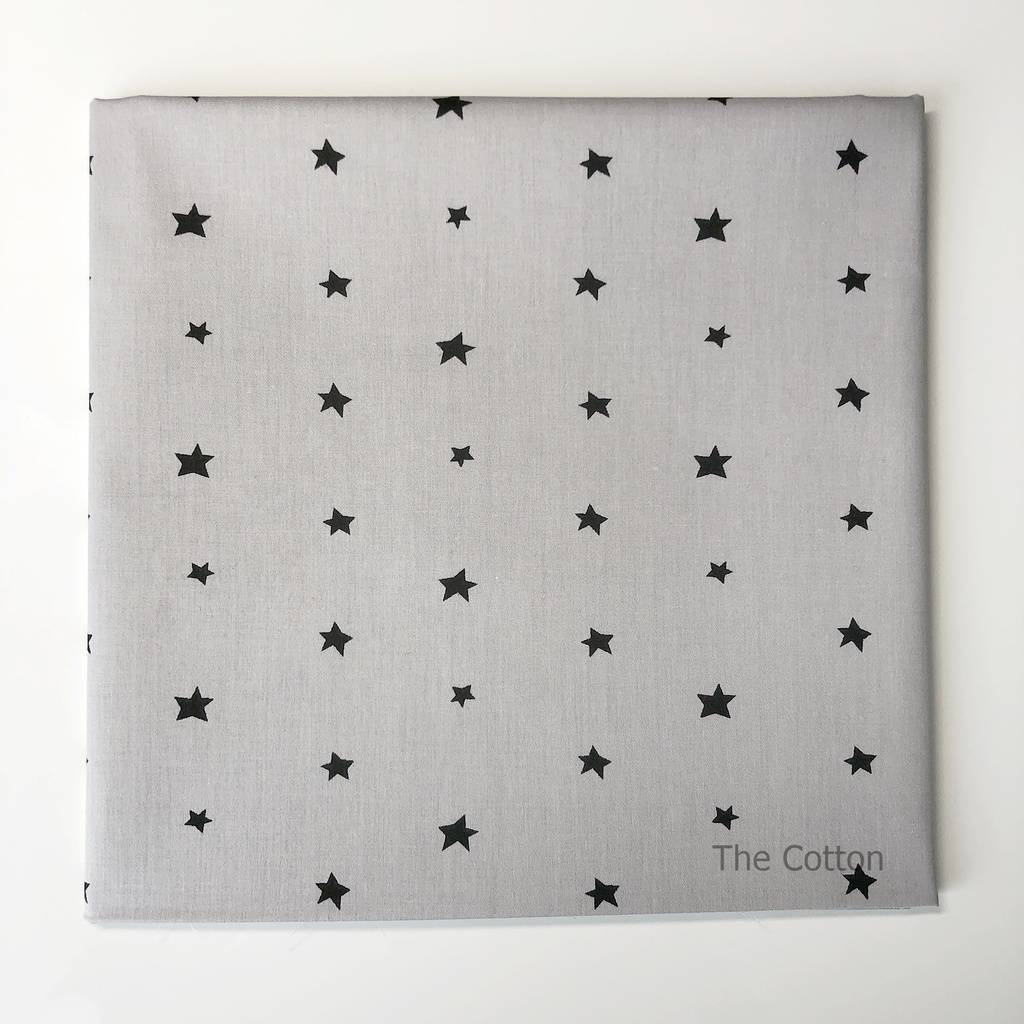 Отрезы хлопка для пэчворка - Звездочки чёрные на сером