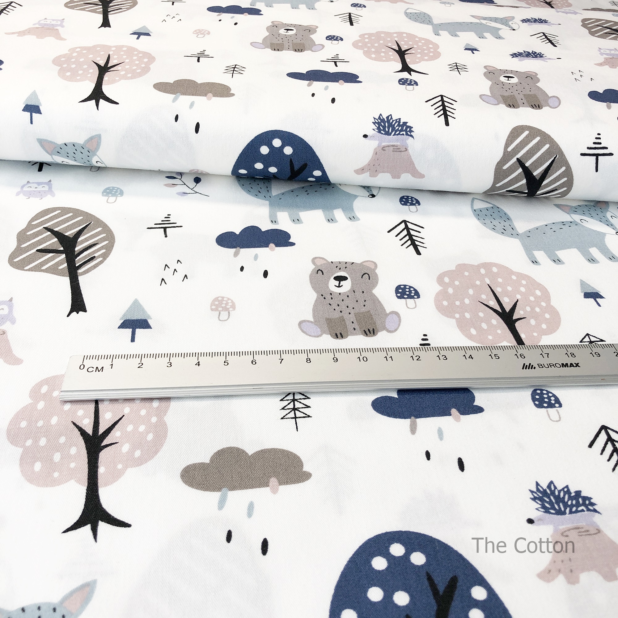 14.374.1. Відрізи бавовни - Сатин - Хмарки, ведмедики та сірі лисички