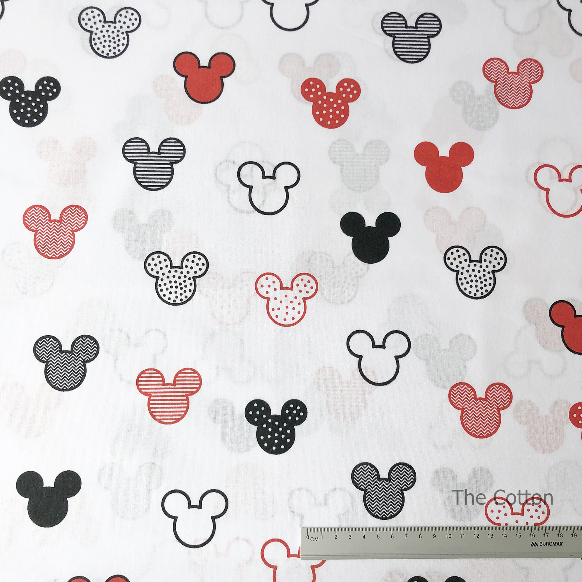 17.414.1. Відрізи бавовни - Бязь - Міккі червоні та чорні на білому