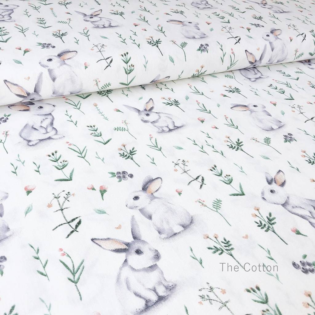 Хлопок для детского постельного белья - Зайчики на полянке