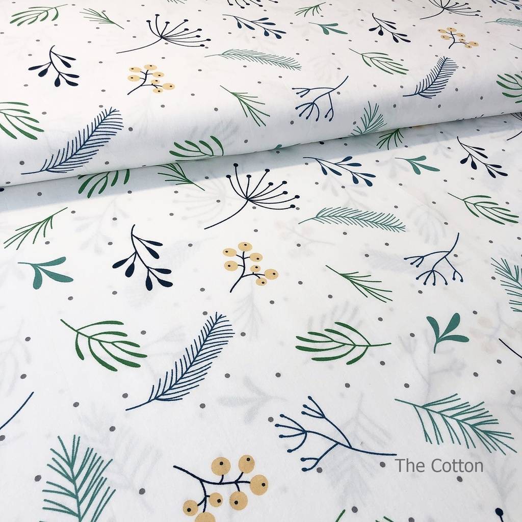 Сатин, хлопок 100% - детские ткани The Cotton - Укроп и кремовые ягоды на молоке