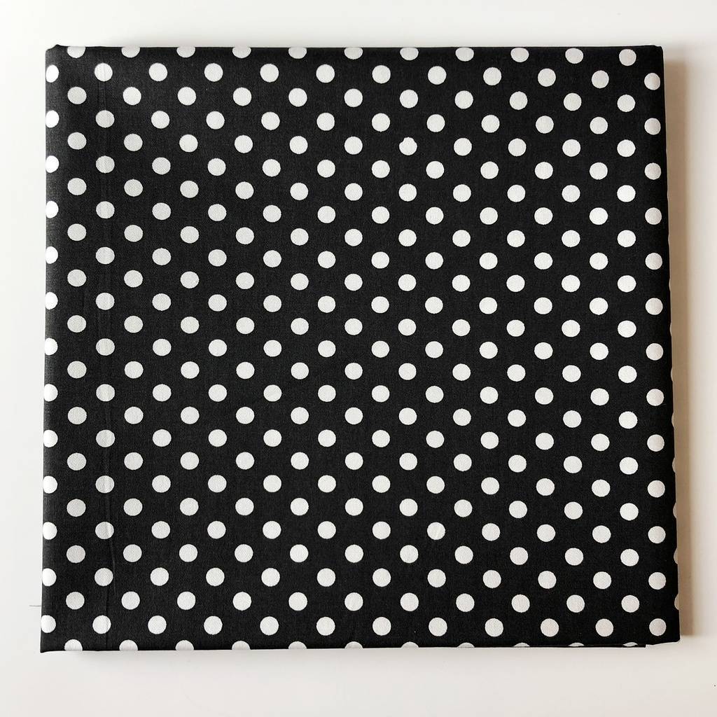 Ткань для печворка - Горох средний, 7 мм, бел на черном