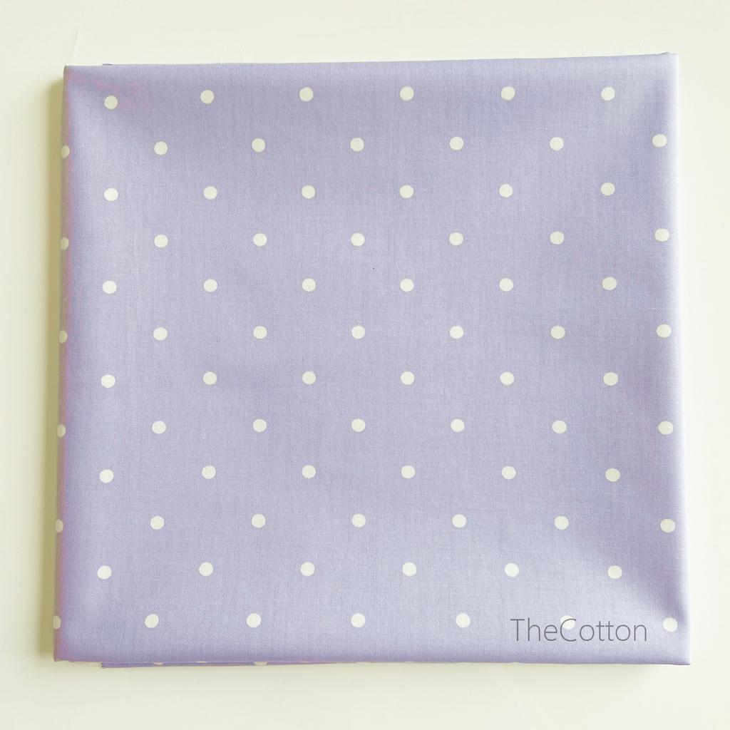 14.108.2. Відрізи бавовни - Сатин - Горошок, 6 мм, на бузковому