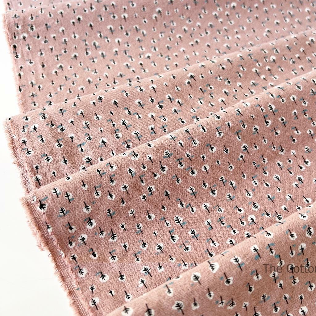 Тепла бавовна, для суконь, рубашок, піжам - Деревця на пудровому