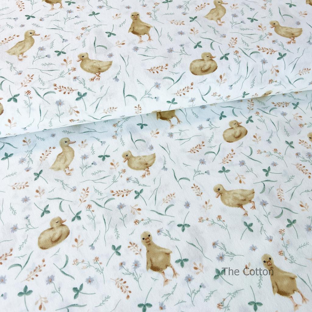 Сатин, бавовна 100% - дитячі тканини The Cotton - Каченята на молочному