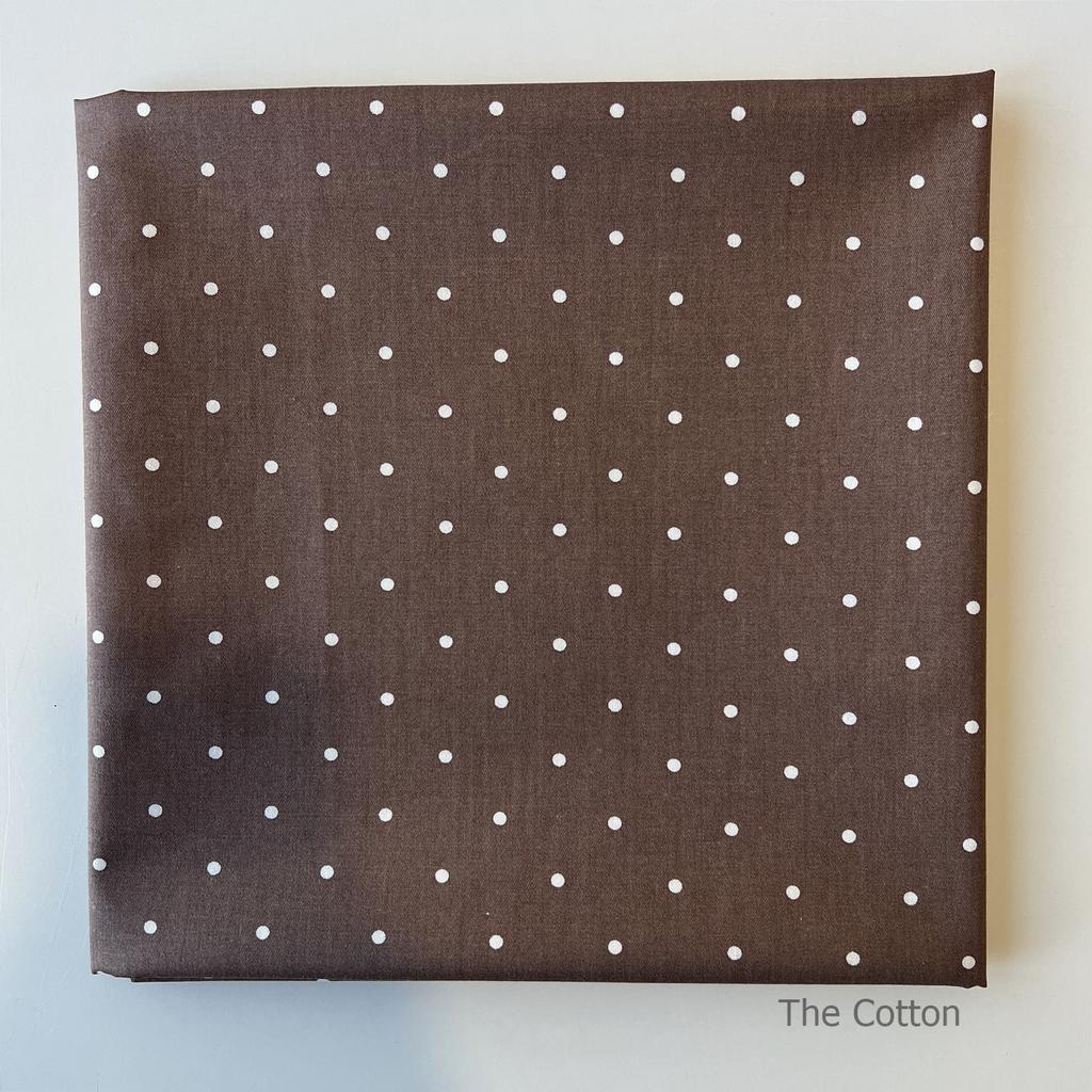 14.115.5. Відрізи бавовни - Сатин - Білий горошок на коричневому