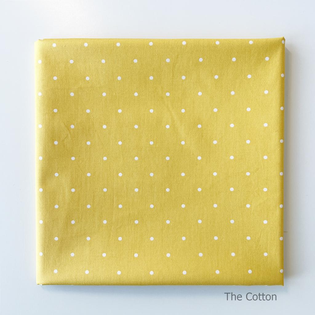 14.115.3. Відрізи бавовни - Сатин - Білий горошок на жовтому