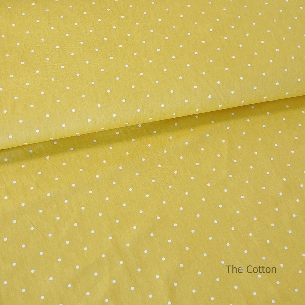 Сатин, бавовна 100% - дитячі тканини The Cotton - Горошок на жовтому