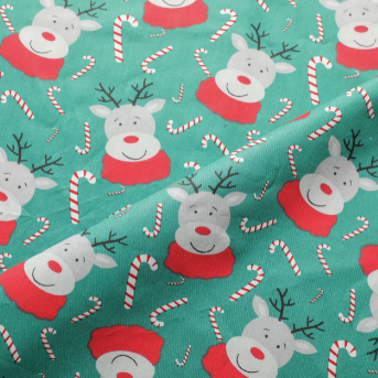 14.506.12. Відрізи бавовни - Сатин - Олені на зеленому