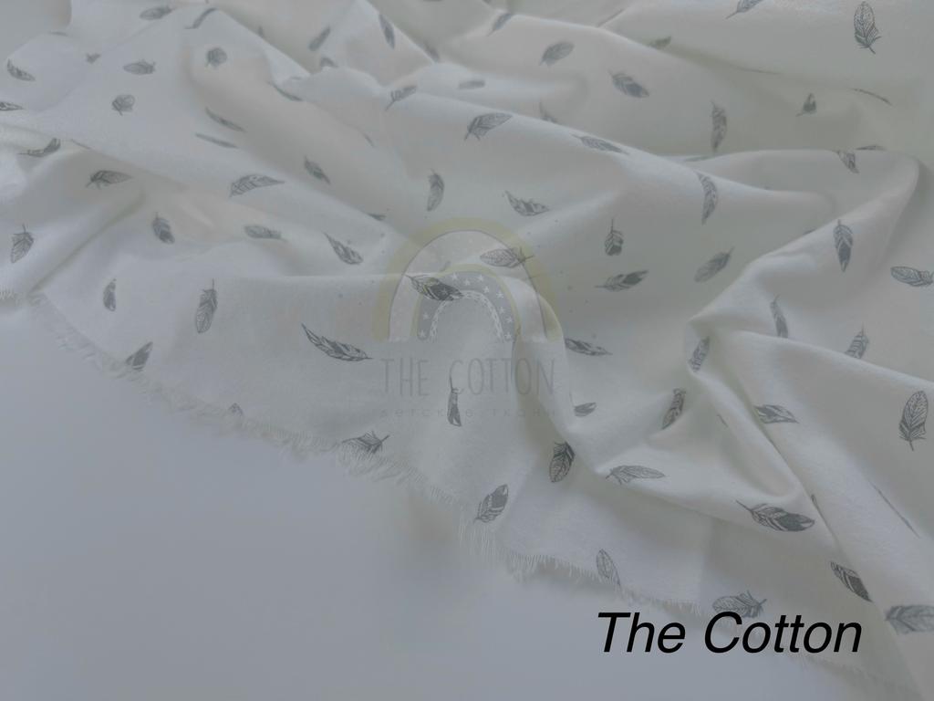 Фланель - Пір'ячко сіре на білому