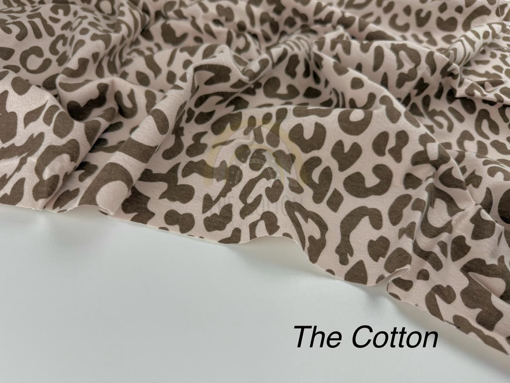 Фланель - Цятки леопард коричневі  на бежево-пудровому