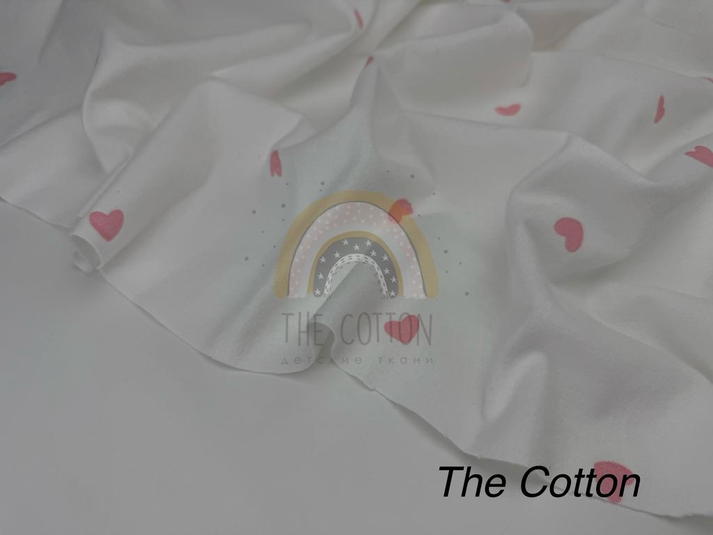 Фланель - Сердечки середні рожеві  на молочному