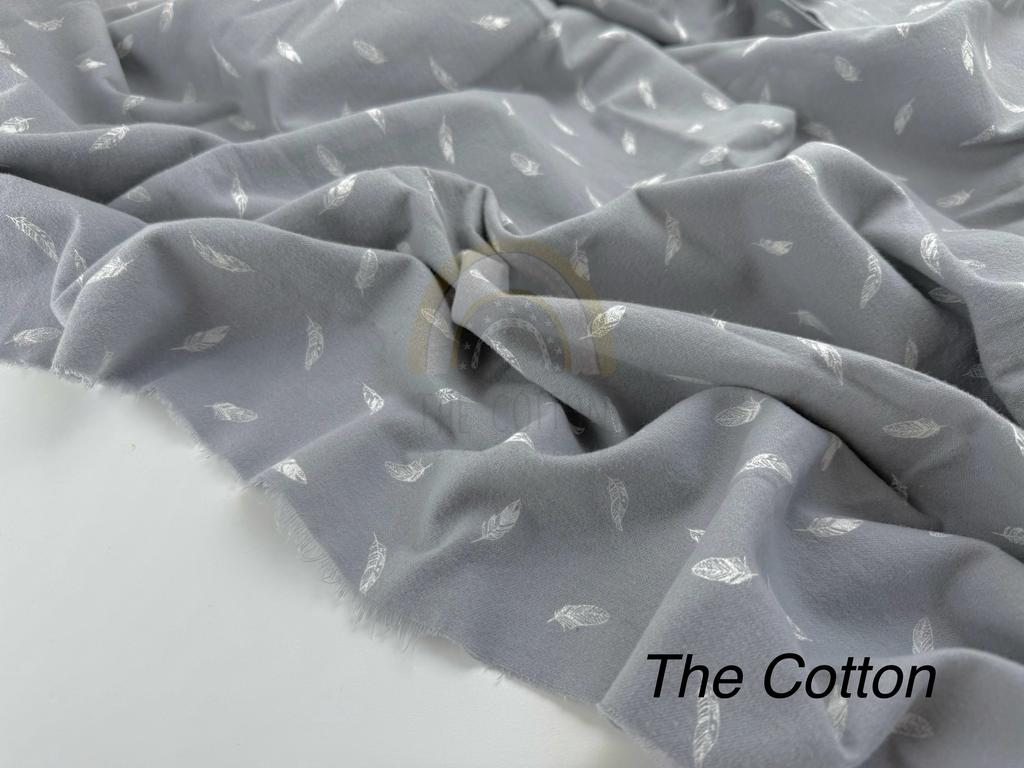 Фланель - Пір'ячко біле на сірому