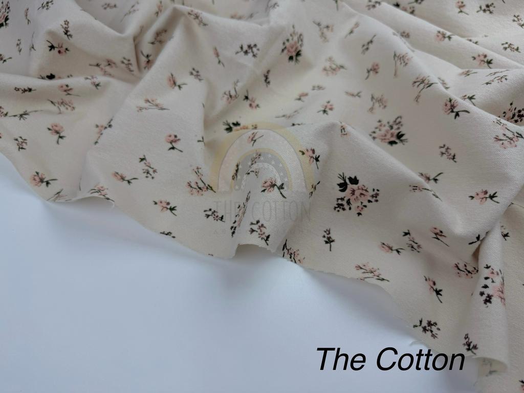 Фланель - Тепла бавовна - Квіти троянди на айворі