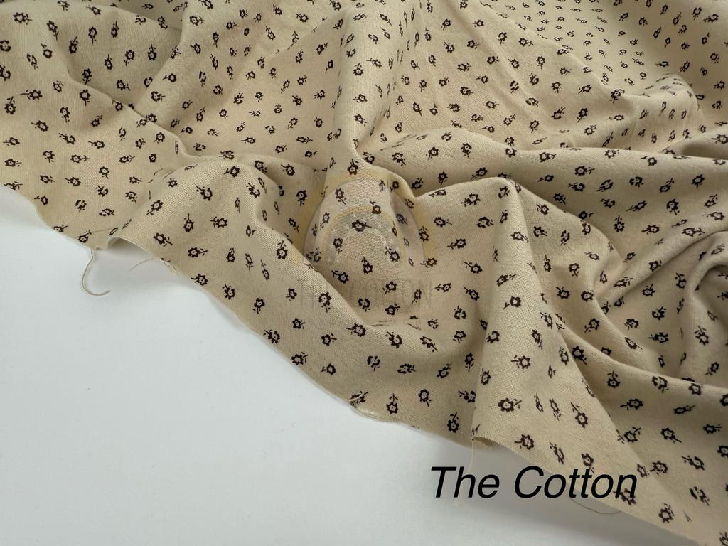 Фланель - Тепла бавовна - Квіти дрібні коричневі на айворі