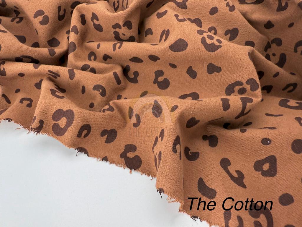 Фланель - Тепла бавовна - Леопард на рудому