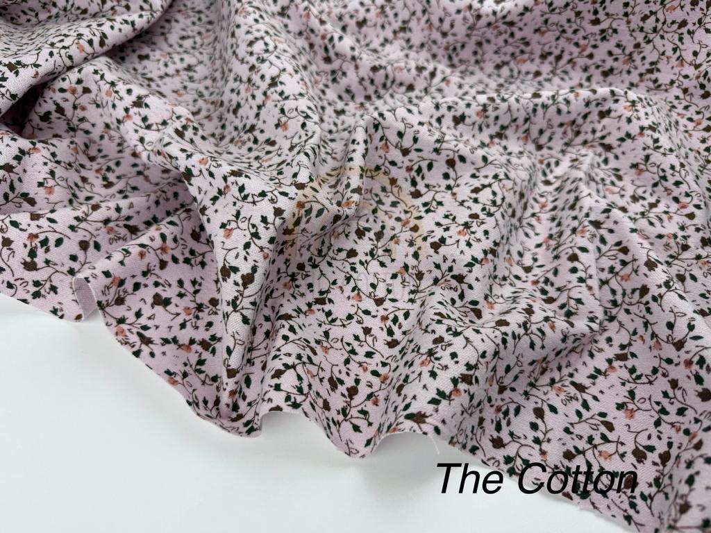 Фланель - Тепла бавовна - Гілочки з квітами на рожевому