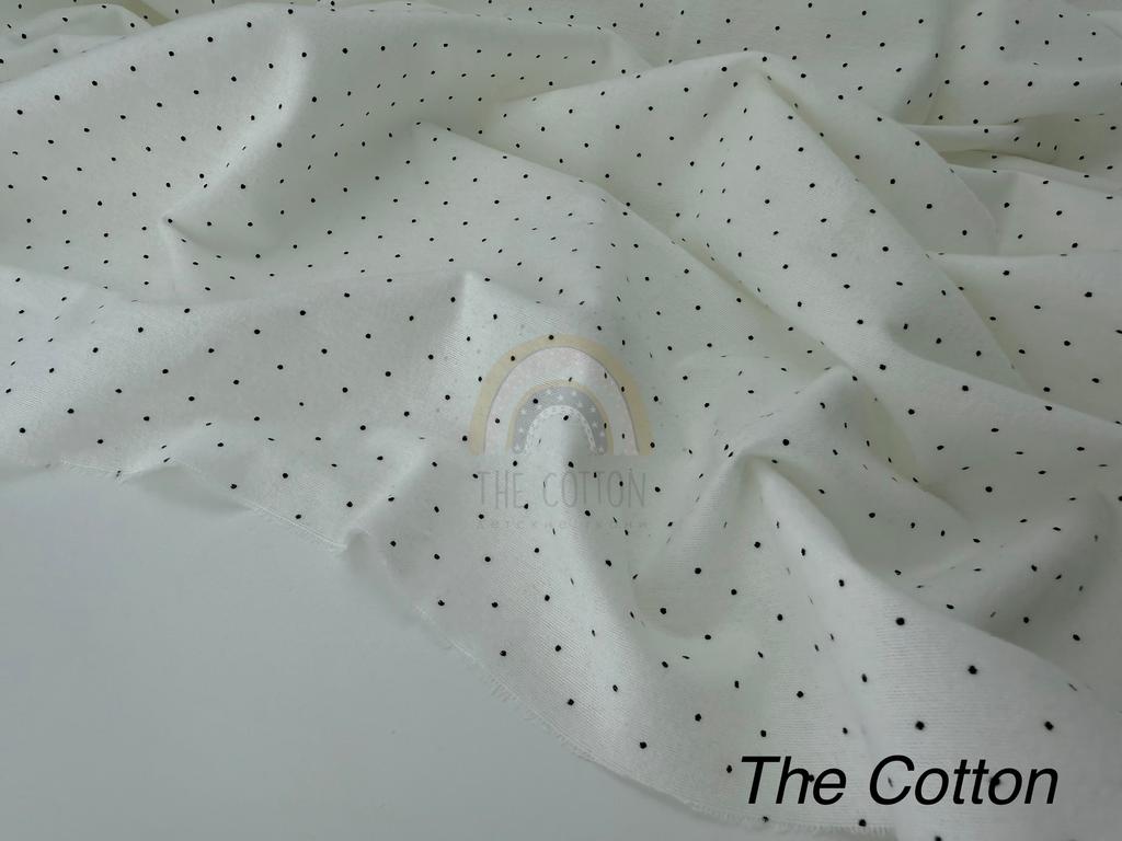 Фланель - Тепла бавовна - Крапочки дрібні чорні на білому