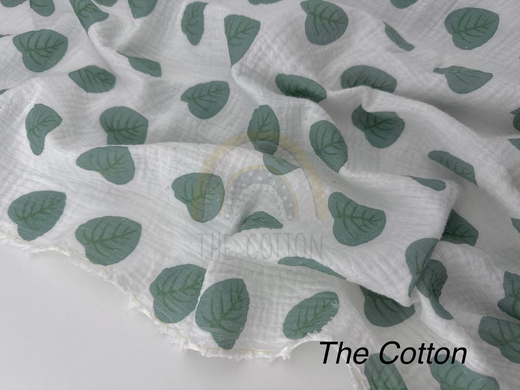 Муслін - Листя лотоса  на молочному