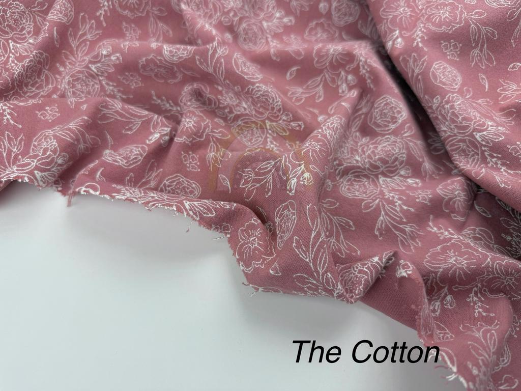 Фланель - Тепла бавовна - Квіти намальовані на джиральдіні