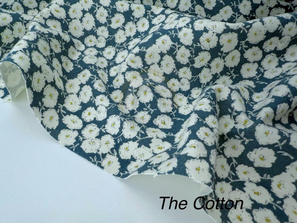 Фланель - Тепла бавовна - Квіти білі на бірюзовому