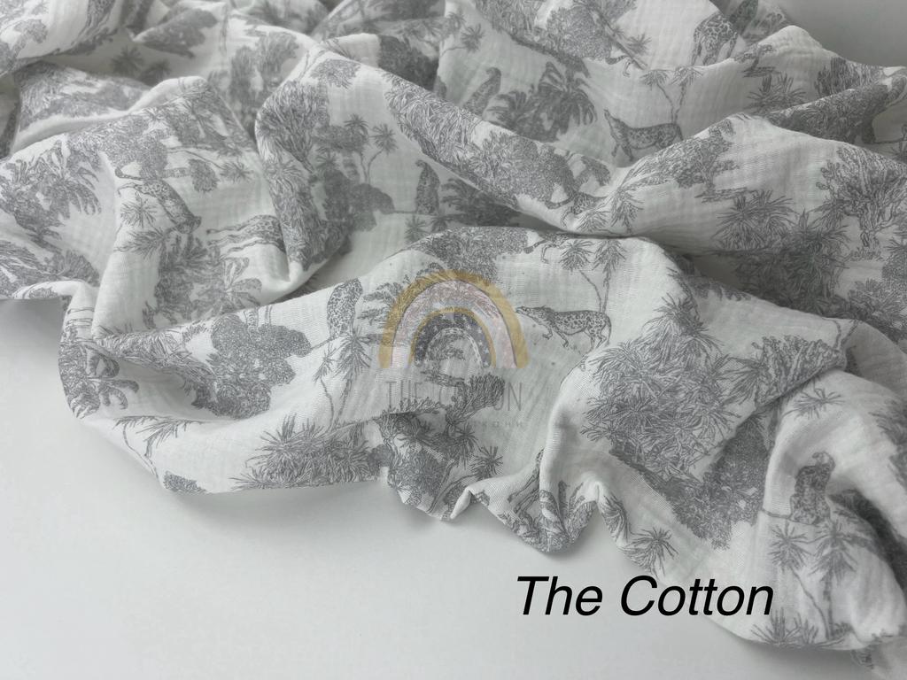 Муслін двошаровий - Звірі сафарі на молочному