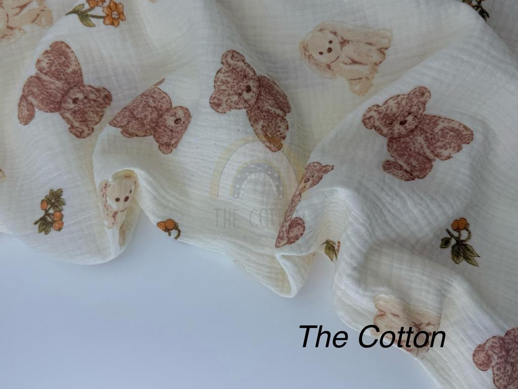 Муслін - Звірі ведмедики та зайчата на айворі