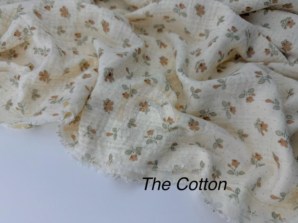 Муслін - Квіти провансу світло-коричневі на айворі