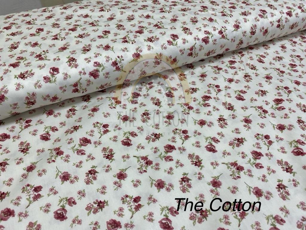 Бавовна Сатин - Квіти червоні на молочному