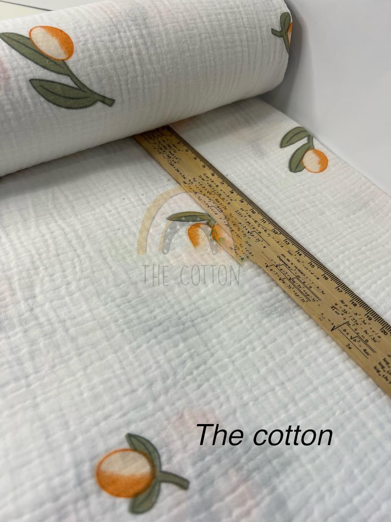 Муслін двошаровий - Гілочки мандарина на молочному