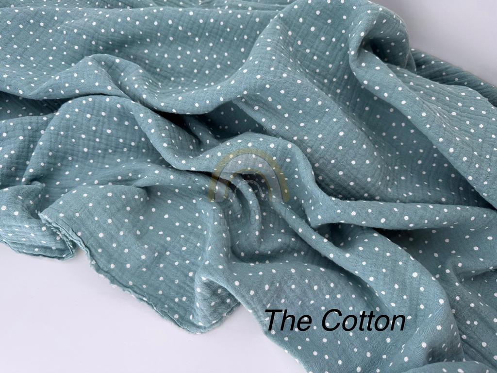 Муслін - Горошок білий дрібний хаотичний  на шавлієвому