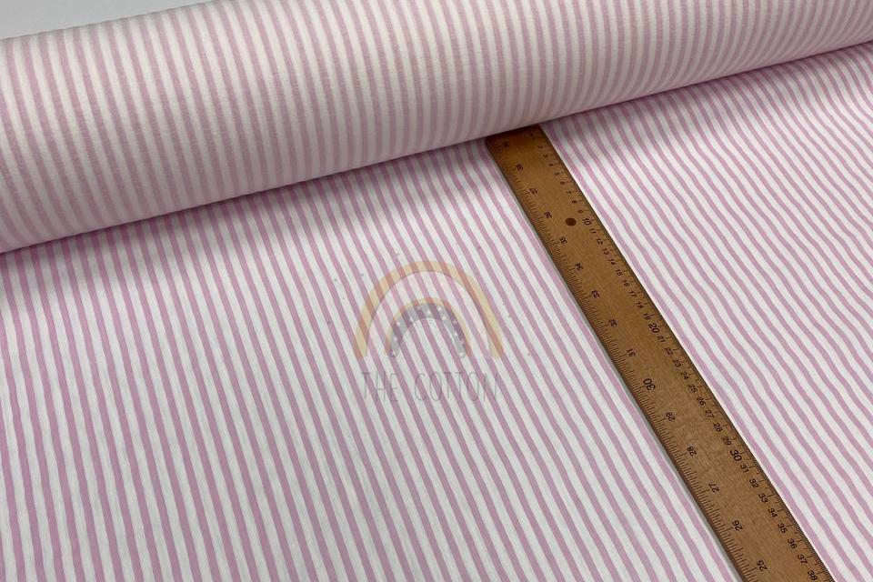 Муслін двошаровий - Смужка на біло-рожевому (М 6002 С16)