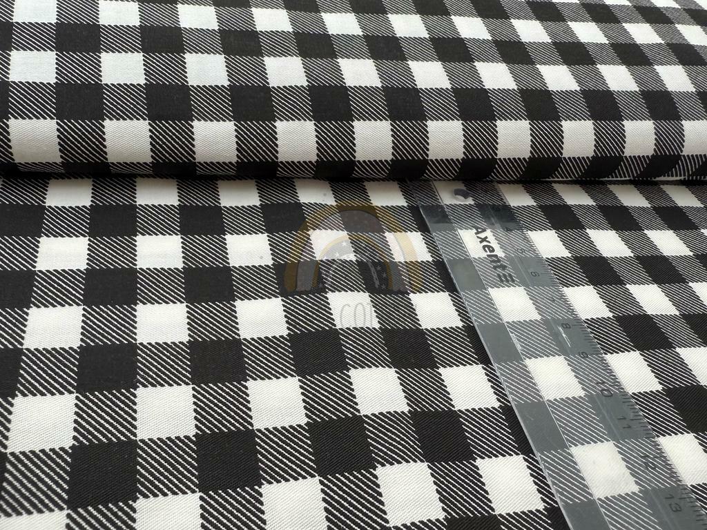 Бавовна Сатин - Маленькі квадрати  на біло-чорному SP 1005