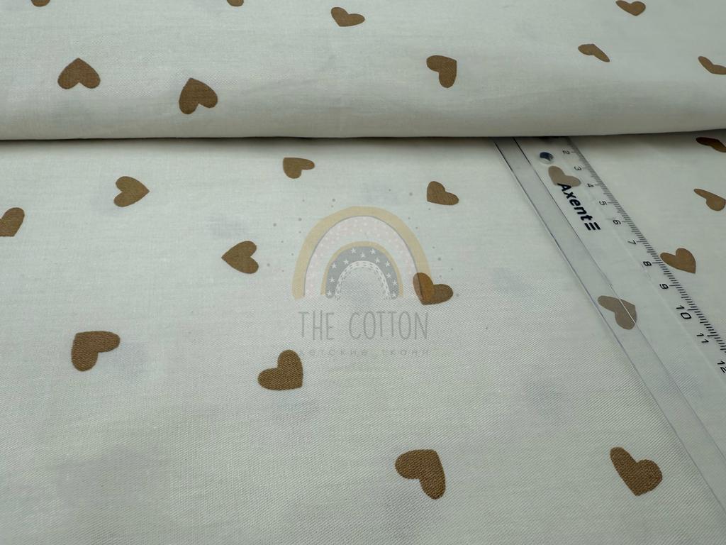 Бавовна Сатин - Маленькі коричневі сердечка на молочному SP 1010