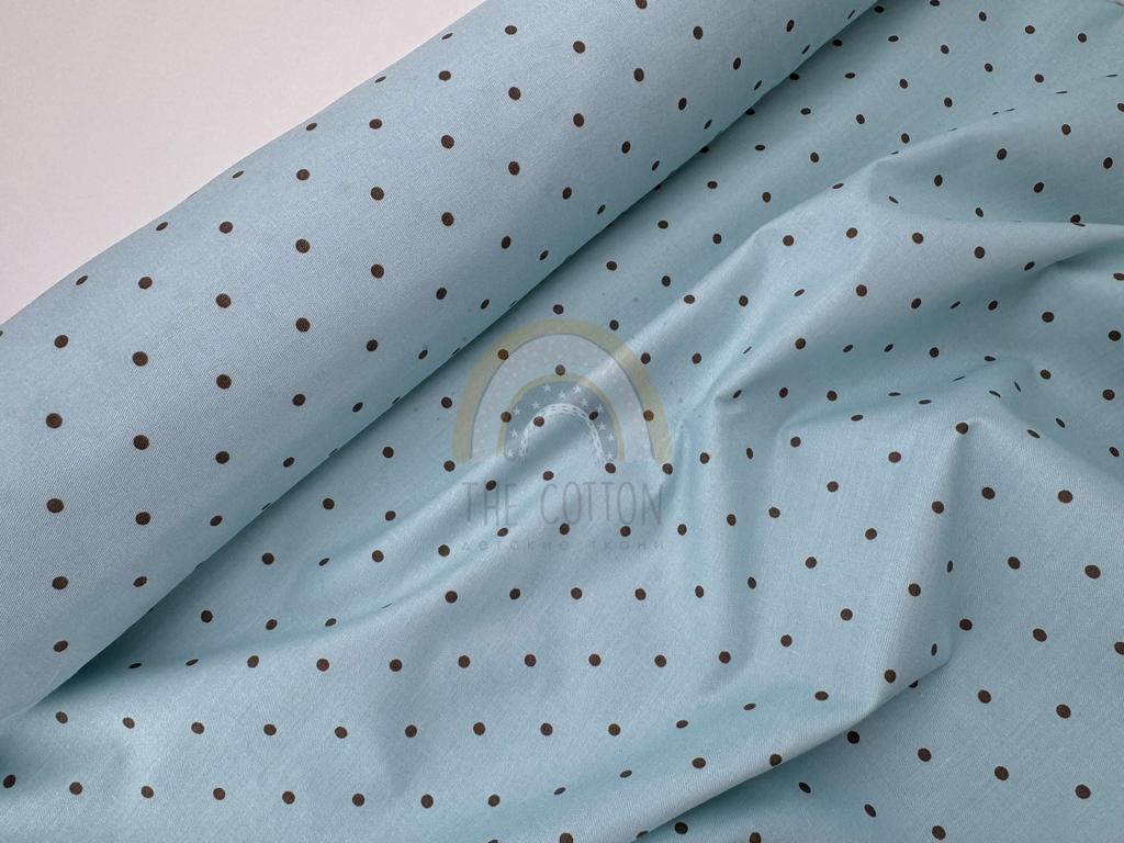Бавовна Сатин - Середні чорні цятки на голубому SP 1023