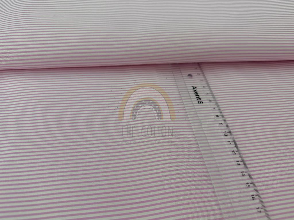 Бавовна Сатин - Рожева густа смужка на білому SP 1026