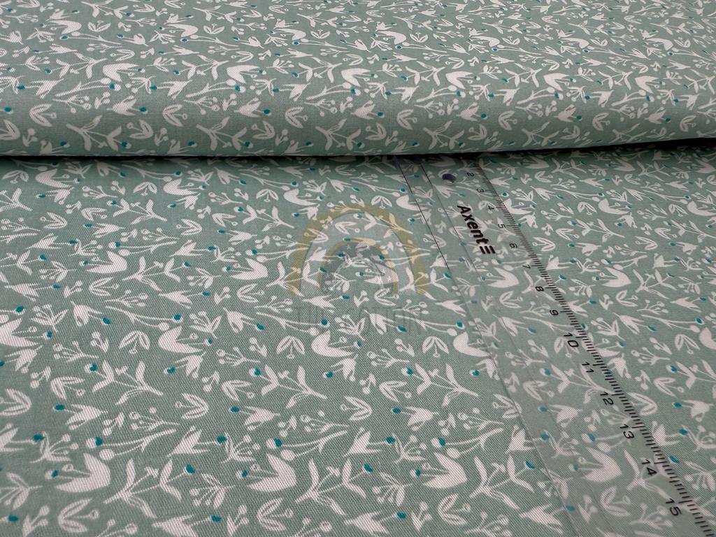 Бавовна Сатин - Квіти дзвіночки білі на сірому SP 1051