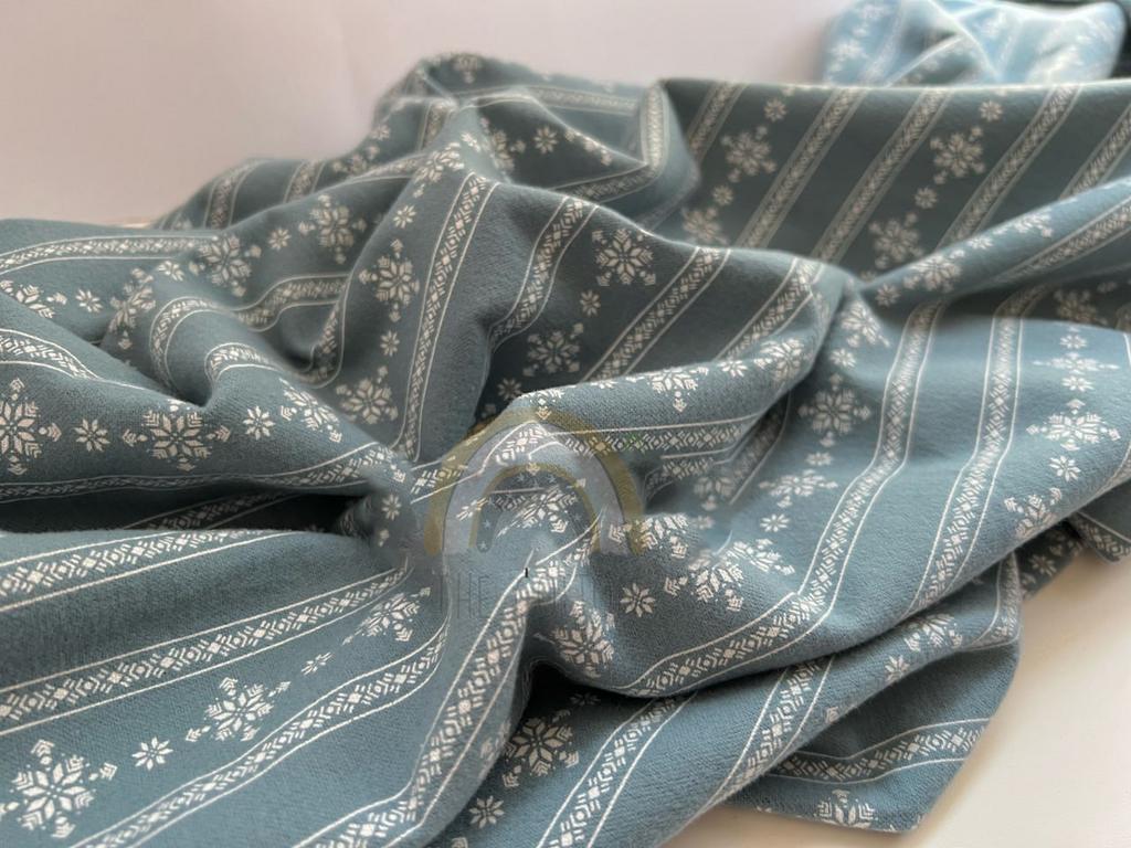 Фланель - Тепла бавовна - Вишиванка на морській хвилі