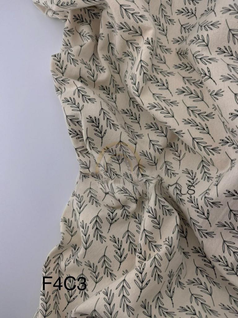 Фланель - Принт рослинний гілочки на айворі