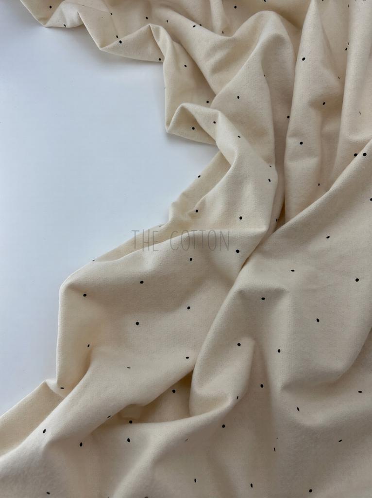 Фланель - Крапочки чорні на молочному