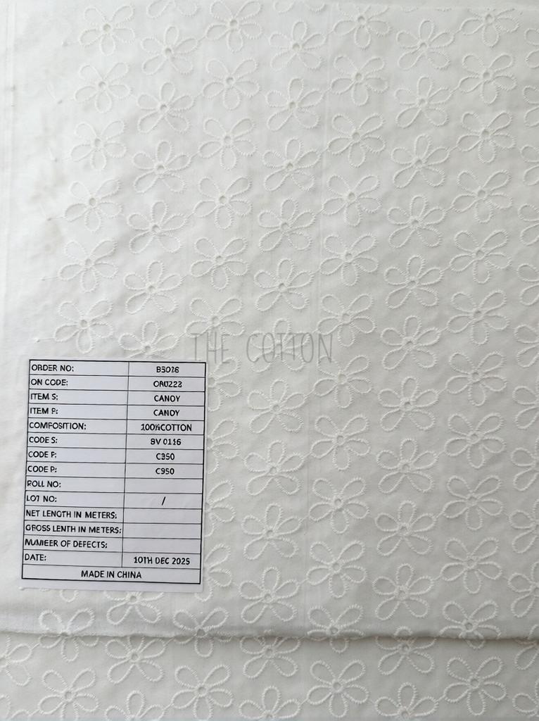 Батист вишивка набивна - принт квіти на молочному BV 0116