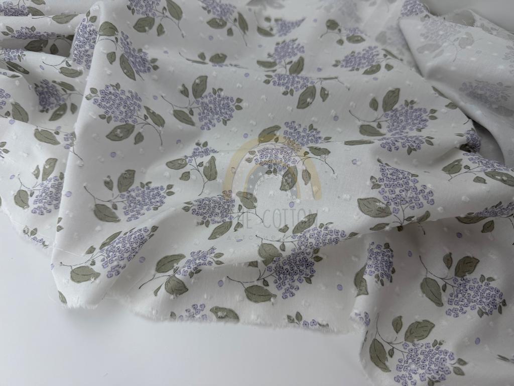 Батист в  мушку - Квіти бузок на молочному  BM 0357