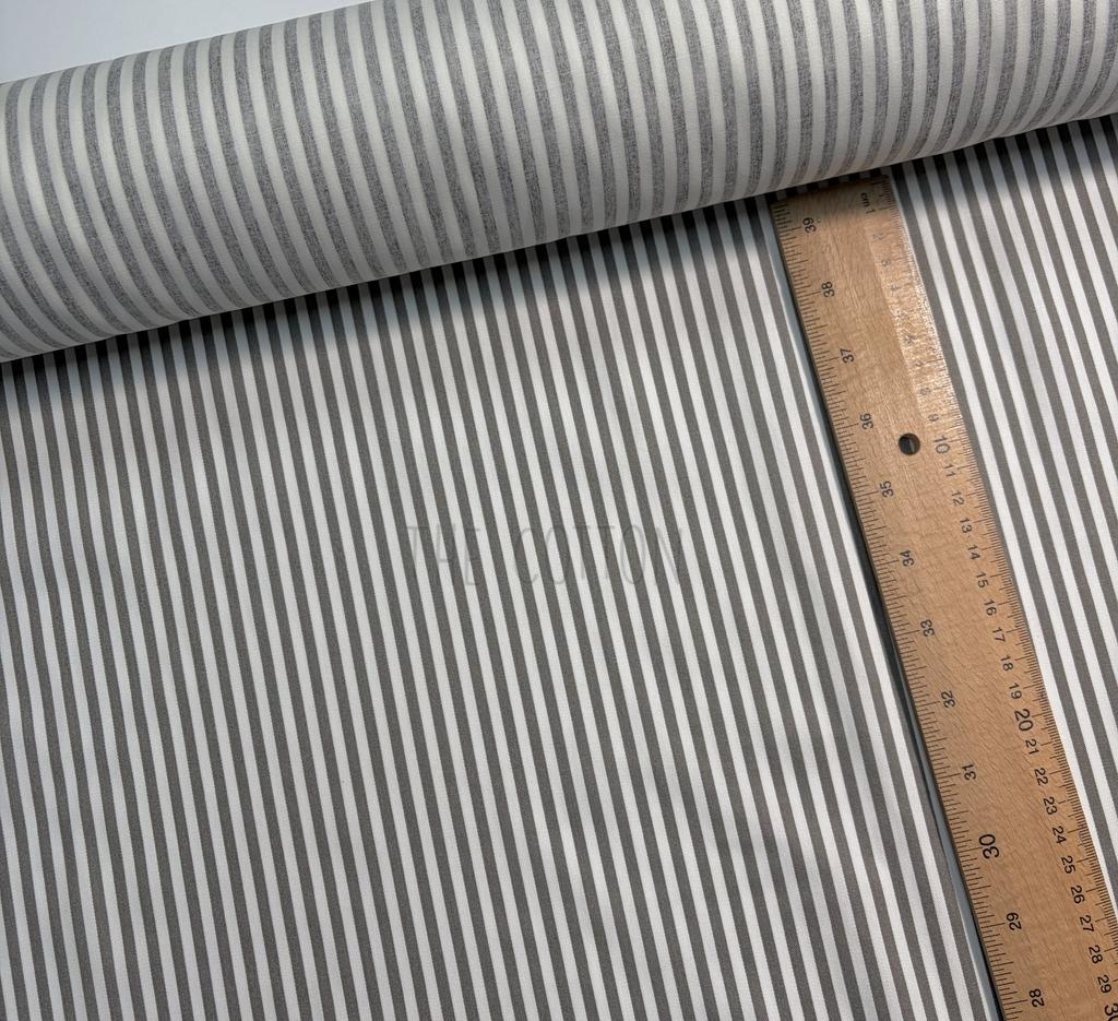 Бавовна Сатин - смужка сіра дрібна  (0.5 см) на молочному SP 1160