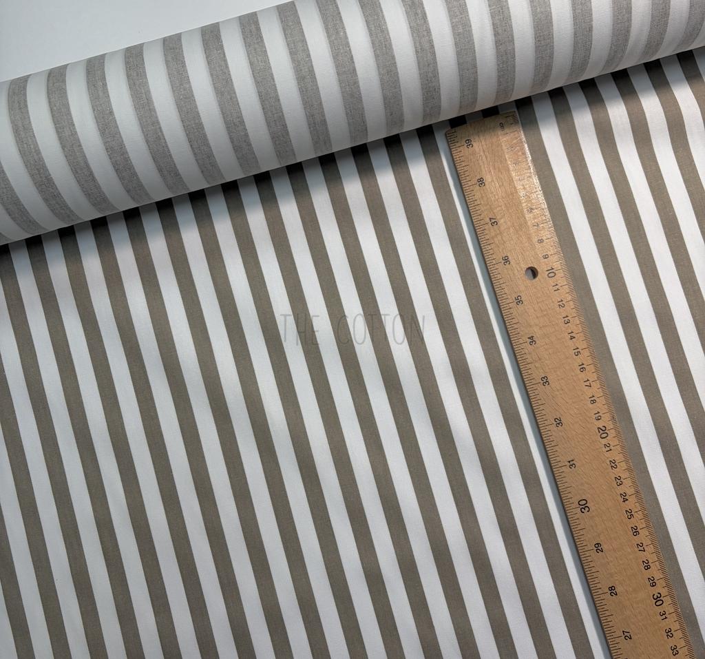 Бавовна Сатин - геометричний смужка сіра (1 см) на молочному SP 1279