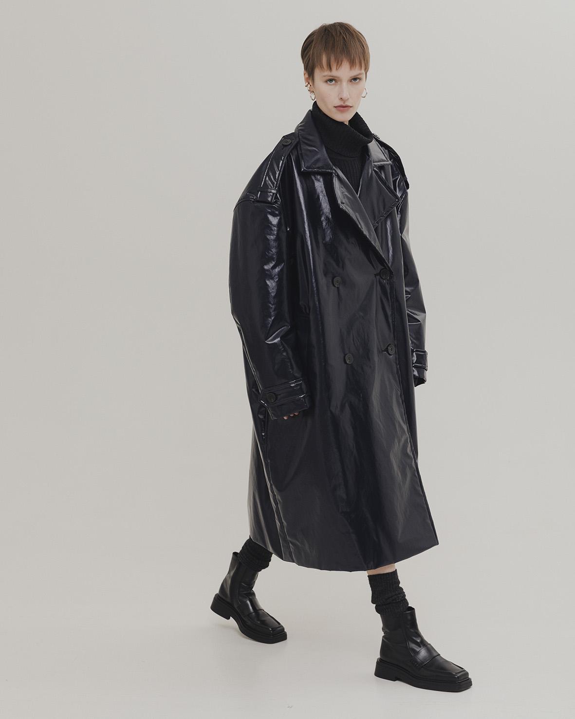 Плащ теплый unisex тёмно-синий