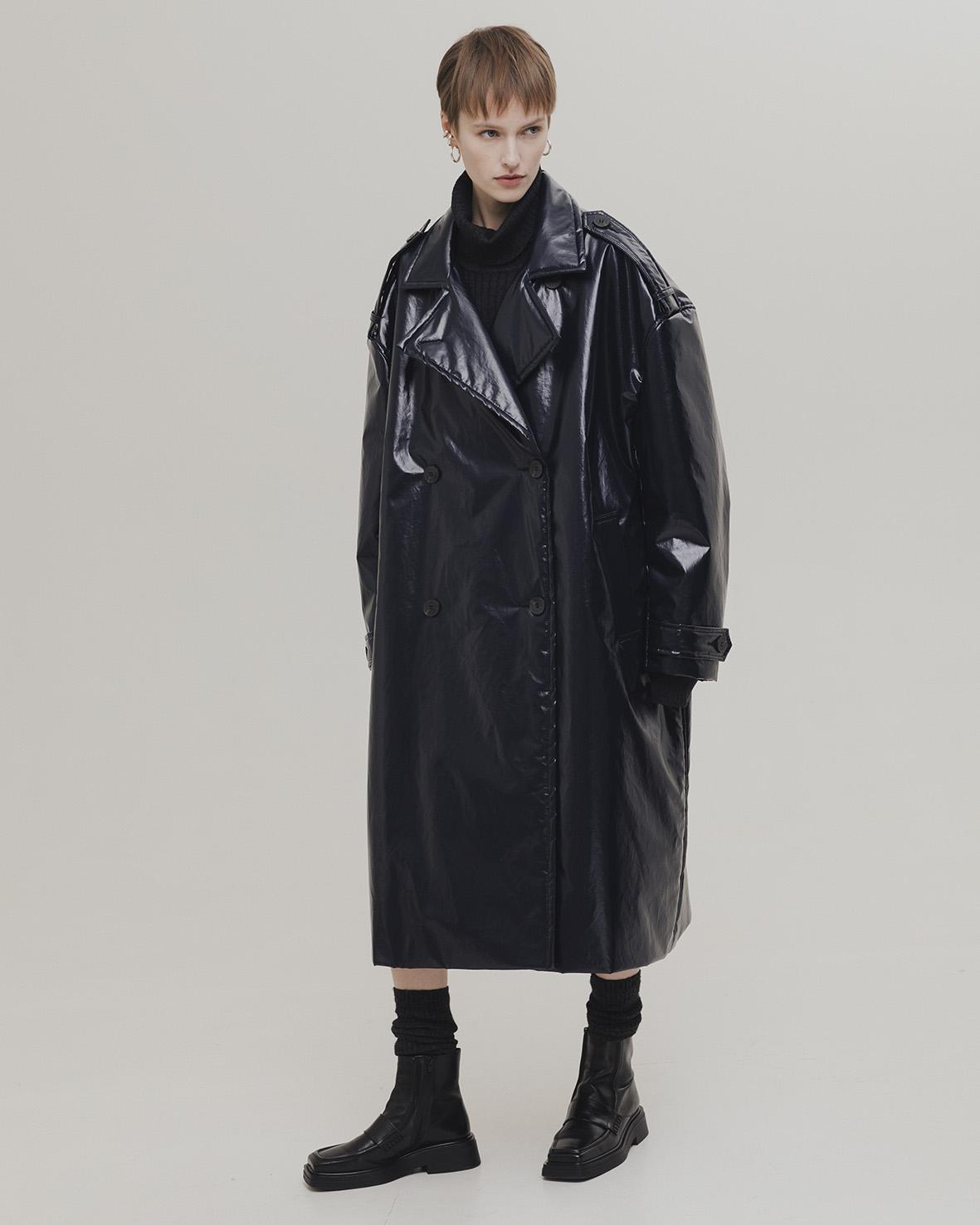 Плащ теплый unisex тёмно-синий