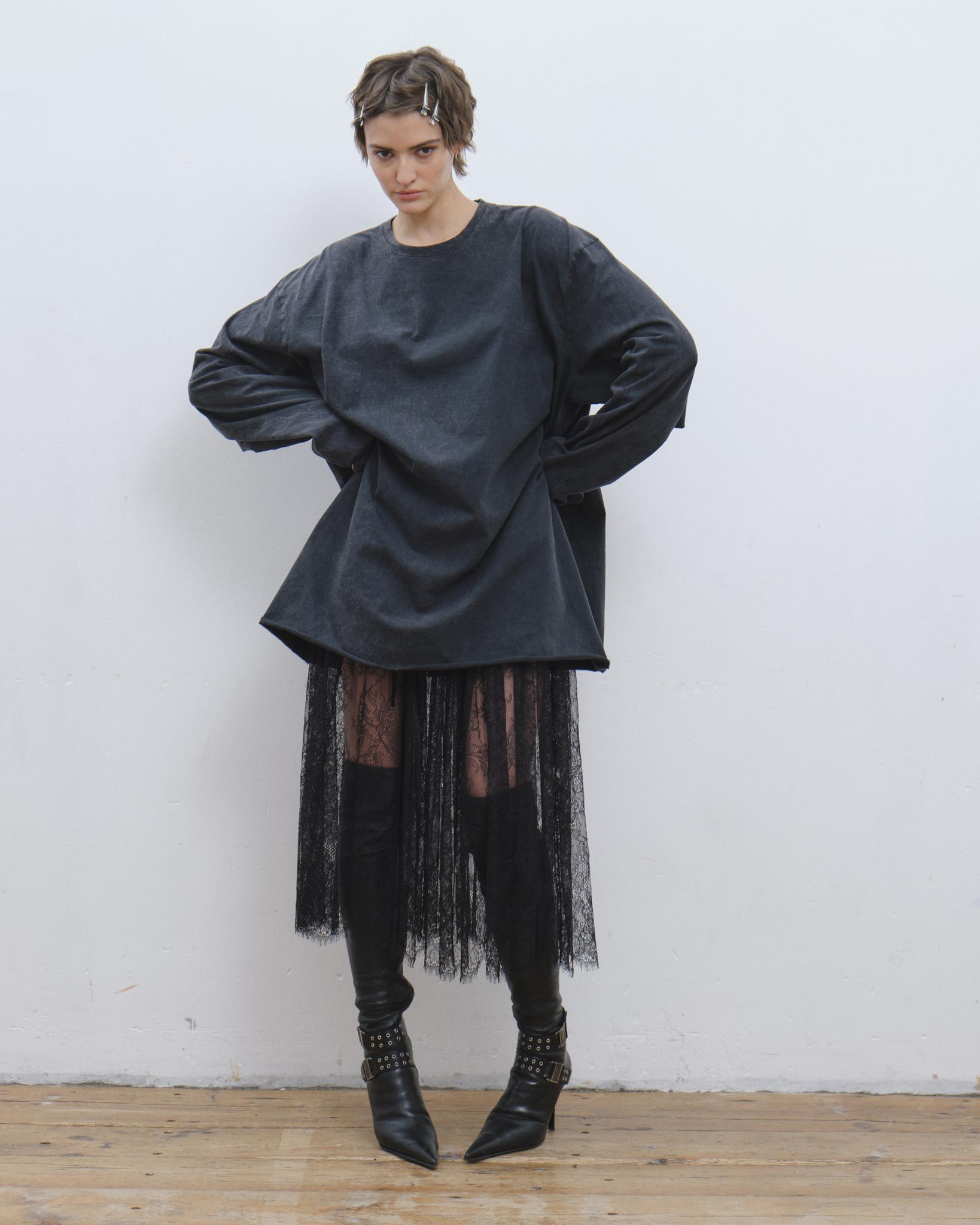 Лонгслив окрашенный unisex серый